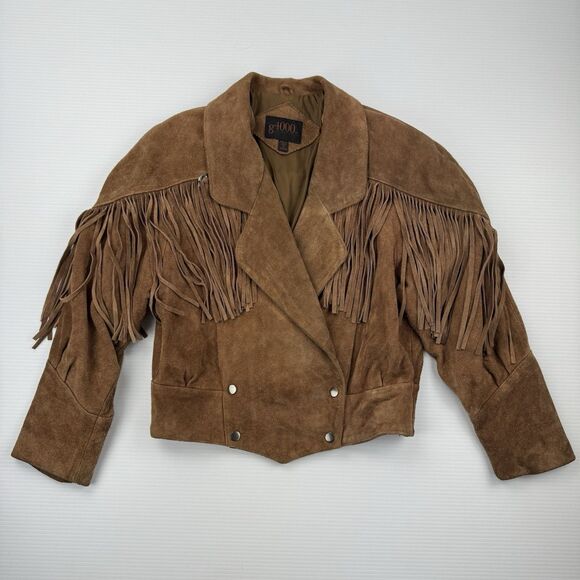 G4000 Jackets & Blazers - Vintage 90’s g4000 Suede Leather Fringe Western Jacket Brown Small Cowgirl Boho